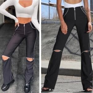 I.AM.GIA High Waisted Reflective Cut Out Front Zip Pant Sz Small